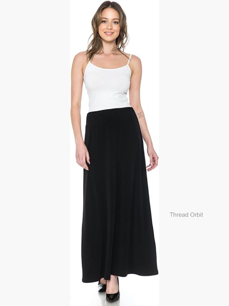 Women Plus Size A-Line Maxi Skirt Elastic Waist Pull On Style